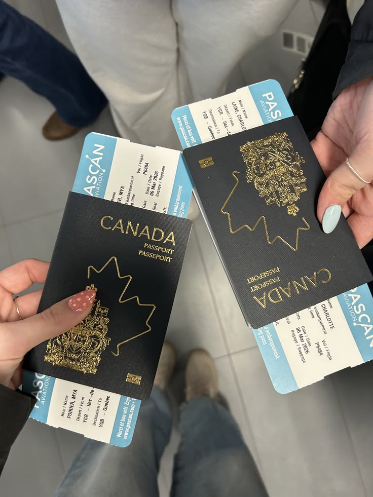 Passport and boarding materials in a travel setting